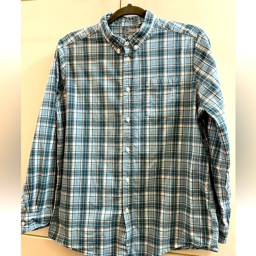 Boys WONDER NATION long sleeve shirt size XXL(18) green PLAID